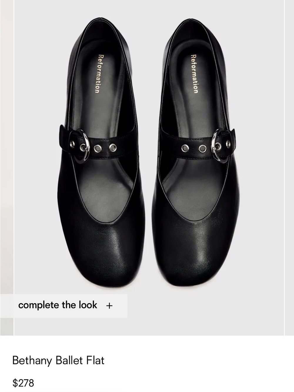 Reformation Bethany Buckle Ballet Flat in Black